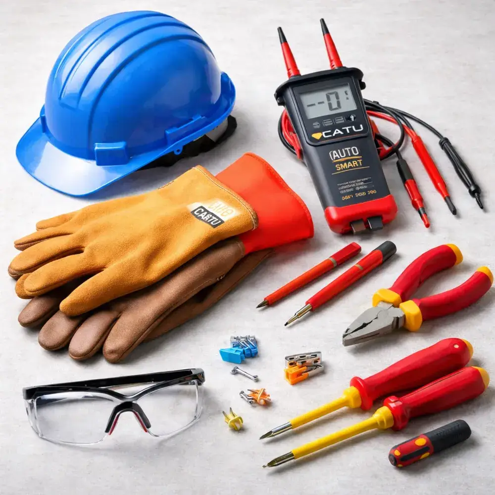 Équipements de protection individuelle électricien avec VAT CATU, gants isolants et casque de sécurité à Lille (59/62)
