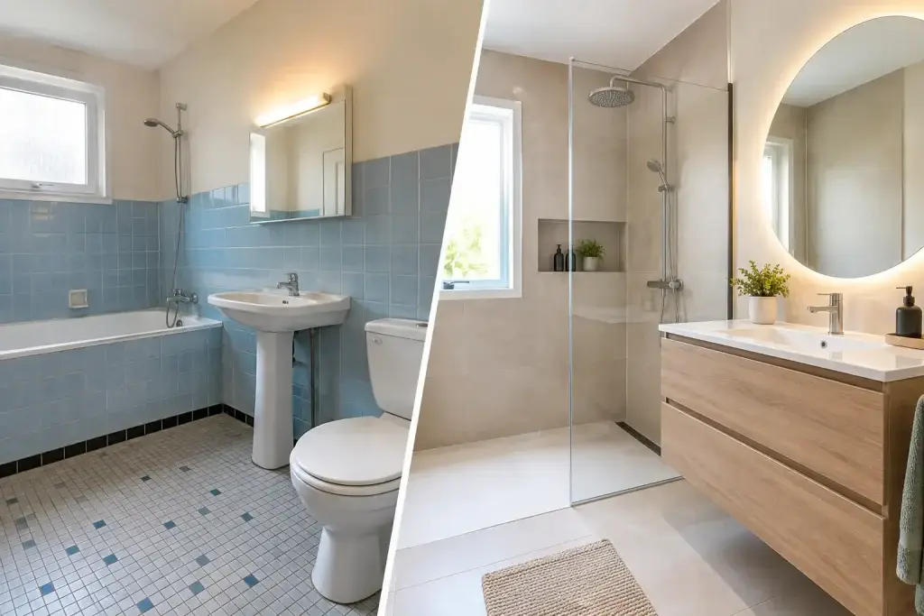 Avant après relooking salle de bain réussi
